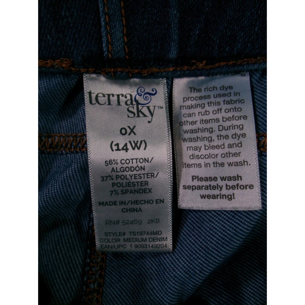 Terra Sky Jeans Women 0X Blue Pull On Capris Medium Wash Classic Cuffed Summer - Picture 9 of 14